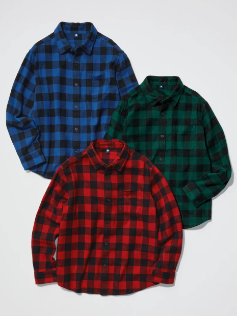 Детская фланелевая рубашка Uniqlo в клетку 1159855738 (Зеленый 145-155) на рост 145-155 см
