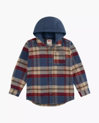 Дитяча фланелева сорочка Levi's з капюшоном 1159841312 (Синій/Червоний 147-163)