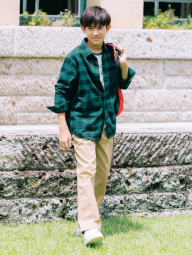 Детская фланелевая рубашка Uniqlo в клетку 1159855738 (Зеленый 145-155) на рост 145-155 см