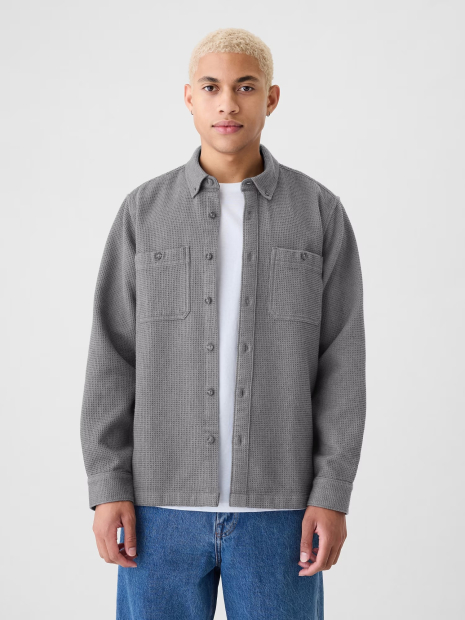 Мужская рубашка GAP из вафельной ткани 1159839424 (Серый M)