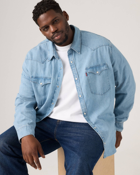 Мужская рубашка в стиле вестерн Levi's на кнопках 1159840264 (Голубой L)