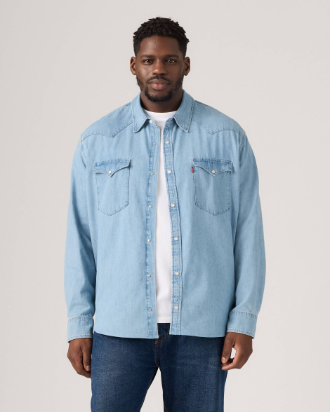 Мужская рубашка в стиле вестерн Levi's на кнопках 1159840264 (Голубой L)