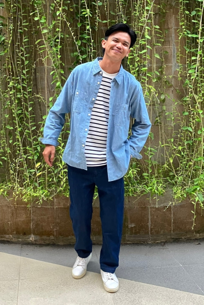 Рубашка из шамбре UNIQLO 1159843104 (Голубой 3XL)