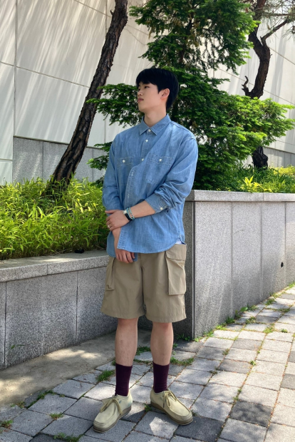 Рубашка из шамбре UNIQLO 1159843104 (Голубой 3XL)