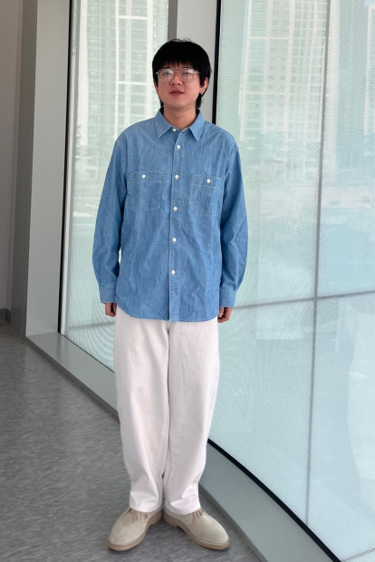 Рубашка из шамбре UNIQLO 1159843104 (Голубой 3XL)