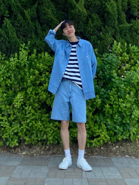 Рубашка из шамбре UNIQLO 1159843104 (Голубой 3XL)
