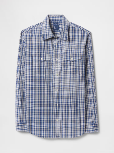 Классическая мужская рубашка в клетку GAP 1159846920 (Синий S)