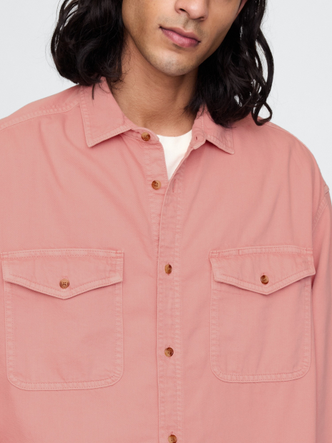 Мужская джинсовая рубашка GAP 1159845493 (Розовый M)