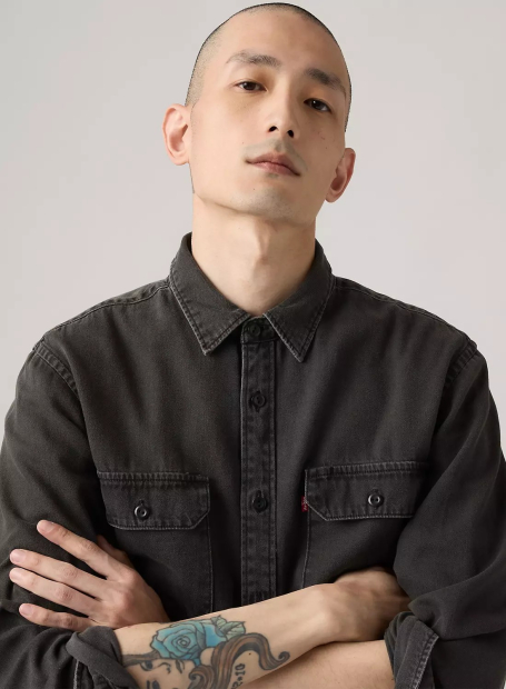 Мужская джинсовая рубашка Levi's на пуговицах 1159847478 (Черный M)