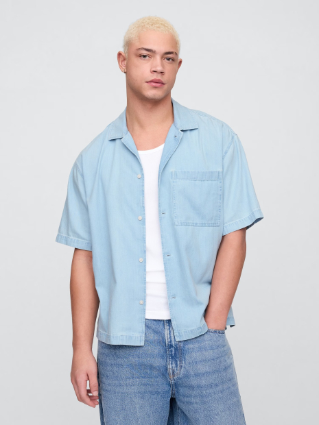 Мужская джинсовая рубашка GAP 1159848054 (Голубой M)