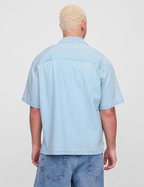 Мужская джинсовая рубашка GAP 1159848054 (Голубой M)