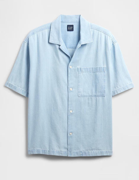 Мужская джинсовая рубашка GAP 1159848054 (Голубой M)