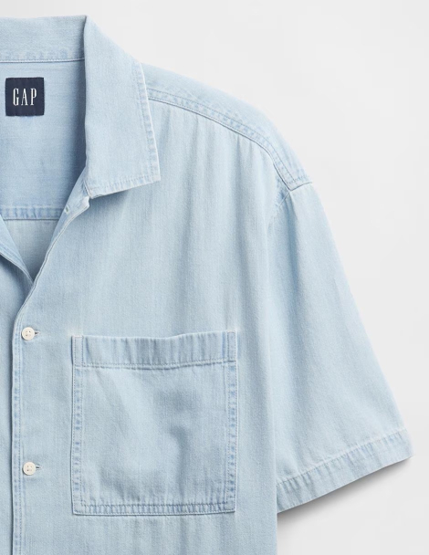 Мужская джинсовая рубашка GAP 1159848054 (Голубой M)