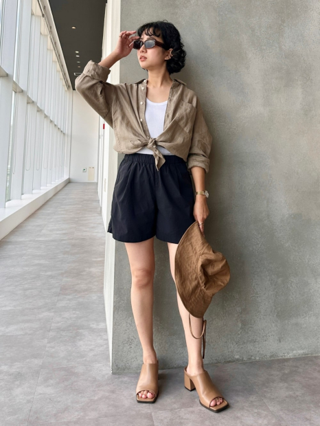 Сорочка лляна UNIQLO на гудзиках 1159849099 (Бежевий M)