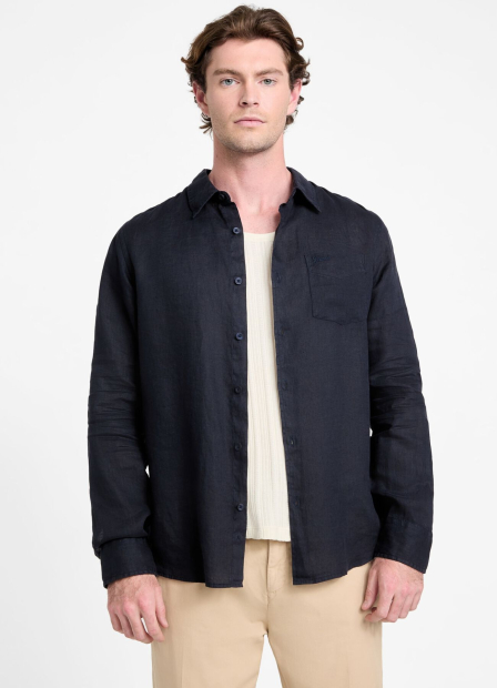 Мужская льняная рубашка Guess 1159849997 (Синий M)