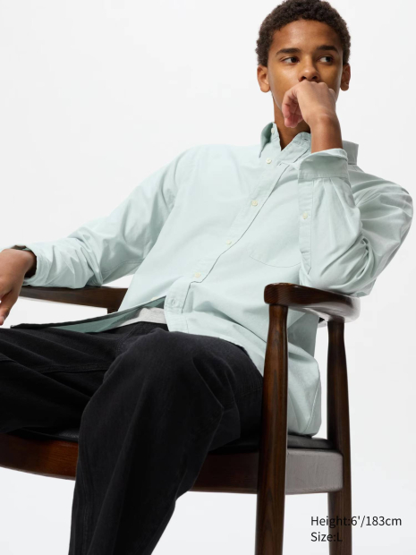 Рубашка UNIQLO на пуговицах 1159852136 (Зеленый XL)