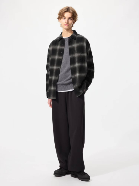 Фланелева сорочка в клітину UNIQLO 1159852954 (Чорний L)
