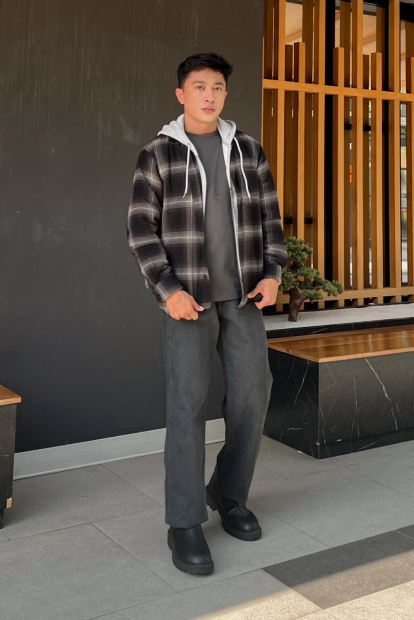 Фланелева сорочка в клітину UNIQLO 1159852954 (Чорний L)