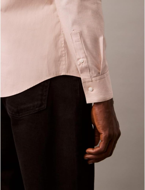 Чоловіча сорочка Slim Fit Calvin Klein в смужку 1159853042 (Бежевий XXL)