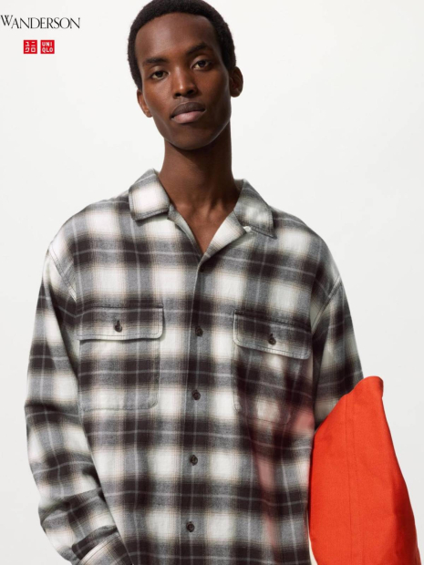 Фланелевая рубашка UNIQLO and JW ANDERSON в клетку 1159853502 (Серый XXL)
