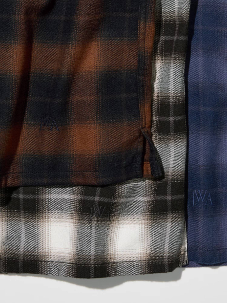 Фланелевая рубашка UNIQLO and JW ANDERSON в клетку 1159853502 (Серый XXL)