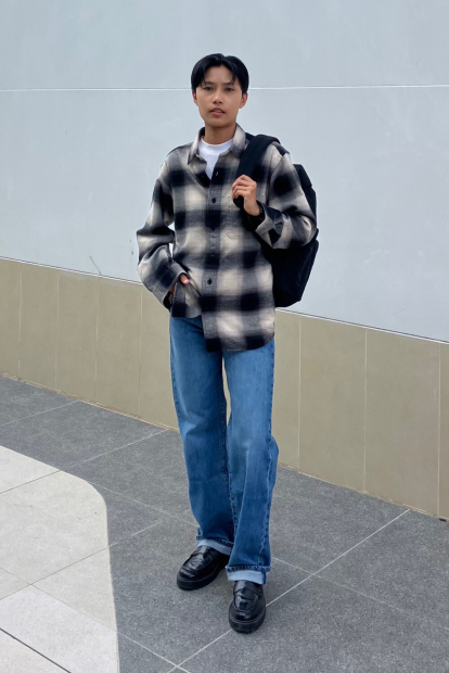 Фланелевая рубашка в клетку UNIQLO 1159853758 (Серый M)