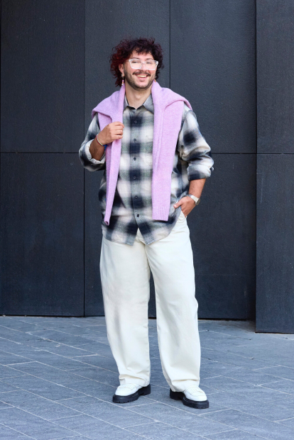 Фланелевая рубашка в клетку UNIQLO 1159853758 (Серый M)