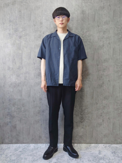 Мужская рубашка с коротким рукавом UNIQLO из смеси льна и хлопка 1159853794 (Синий XL)