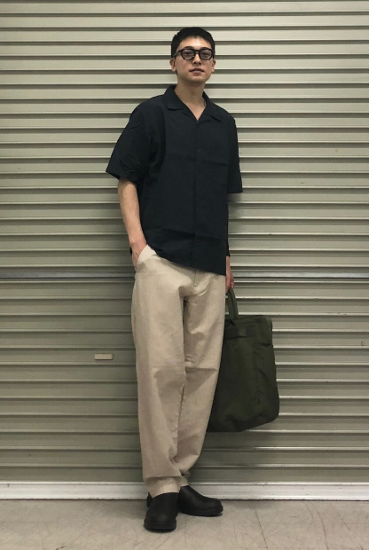 Мужская рубашка с коротким рукавом UNIQLO из смеси льна и хлопка 1159853794 (Синий XL)