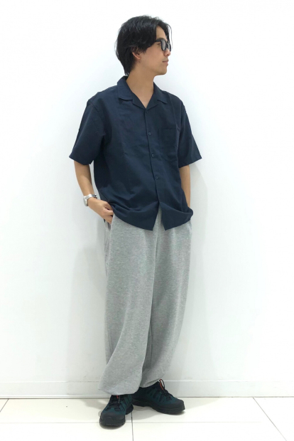 Мужская рубашка с коротким рукавом UNIQLO из смеси льна и хлопка 1159853794 (Синий XL)