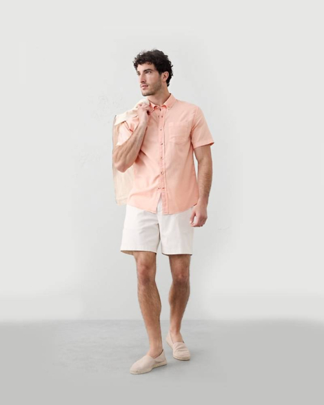 Чоловіча сорочка Banana Republic з коротким рукавом 1159854205 (Помаранчевий M)