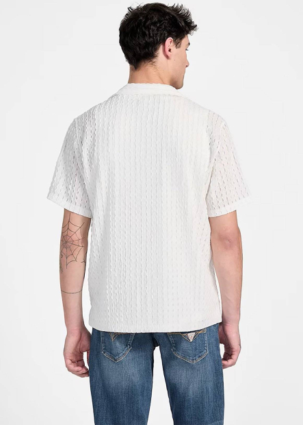 Легкая мужская рубашка Guess с коротким рукавом 1159854144 (Молочный XXL)