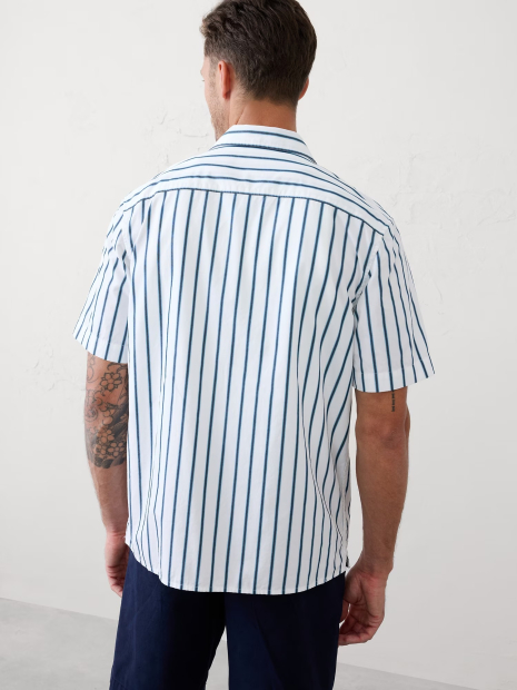 Чоловіча сорочка Banana Republic з коротким рукавом 1159854208 (Білий/Блакитний M)