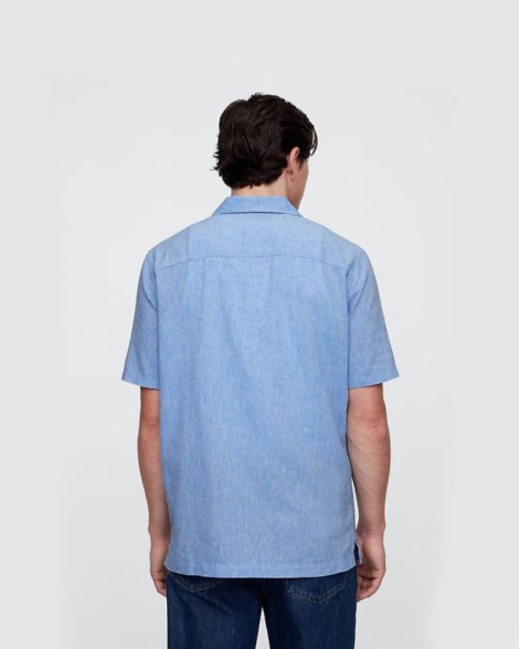 Мужская рубашка с короткими рукавами GAP из смеси льна и хлопка 1159854319 (Голубой M)