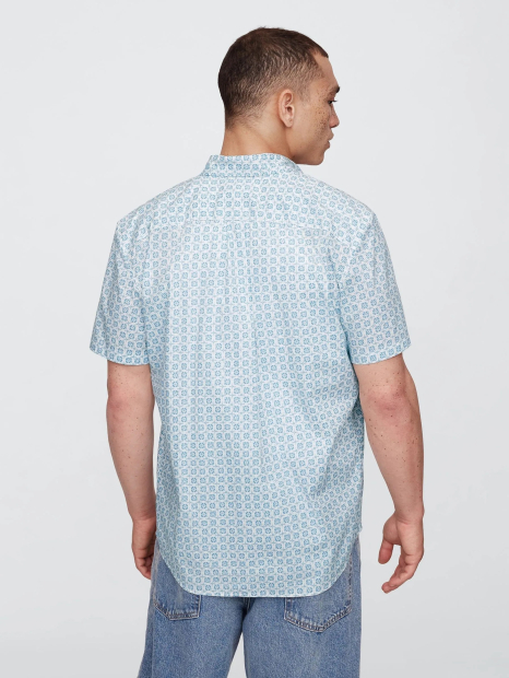 Мужская рубашка с короткими рукавами GAP с принтом 1159854894 (Белый/Голубой L)