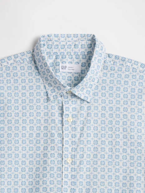 Мужская рубашка с короткими рукавами GAP с принтом 1159854894 (Белый/Голубой L)