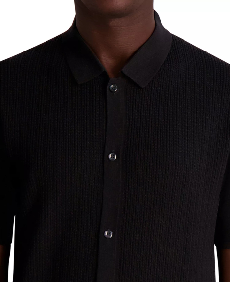 В'язана чоловіча текстурована сорочка Karl Lagerfeld Paris з коротким рукавом 1159855141 (Чорний M)