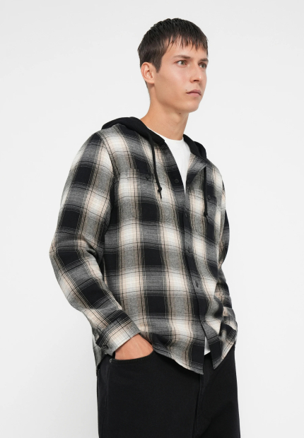 Фланелевая рубашка GAP с капюшоном 1159855264 (Черный/Белый M)