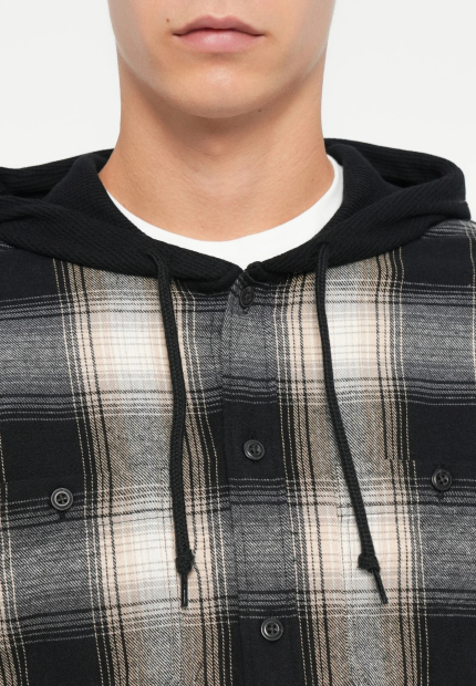 Фланелевая рубашка GAP с капюшоном 1159855264 (Черный/Белый M)