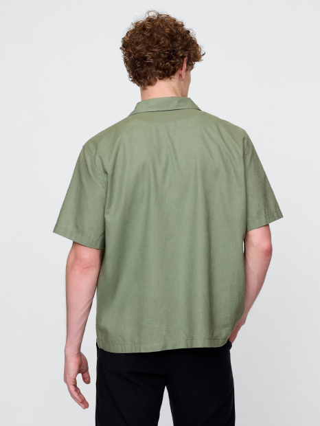 Мужская рубашка с короткими рукавами GAP из смеси льна и хлопка 1159855612 (Зеленый M)