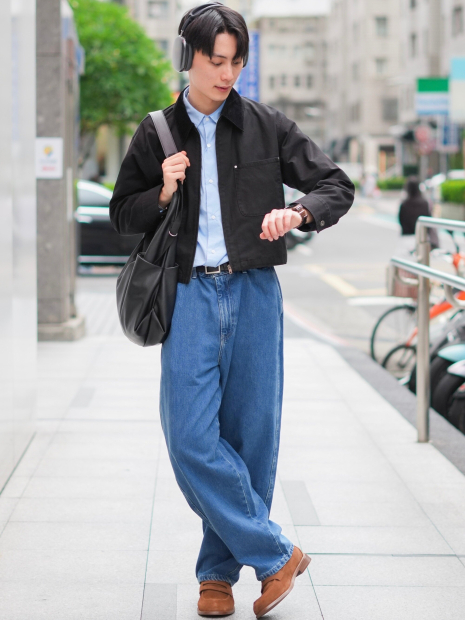 Рубашка оверсайз UNIQLO из плотной ткани 1159855690 (Голубой L)