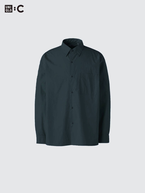 Рубашка оверсайз UNIQLO из плотной ткани 1159855692 (Зеленый XL)