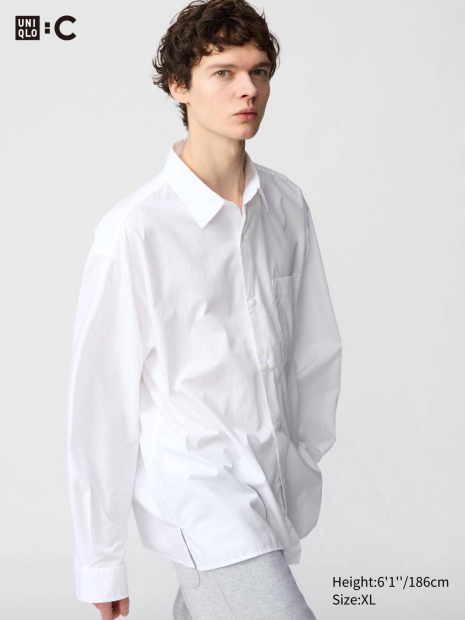 Рубашка оверсайз UNIQLO из плотной ткани 1159855962 (Белый XXL)