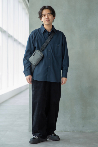 Рубашка оверсайз из твила UNIQLO 1159855992 (Синий M)