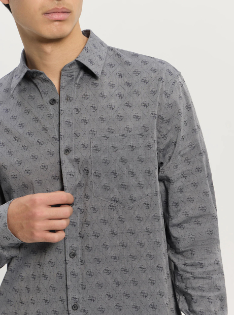 Сорочка з принтом Guess на гудзиках 1159856938 (Сірий M)