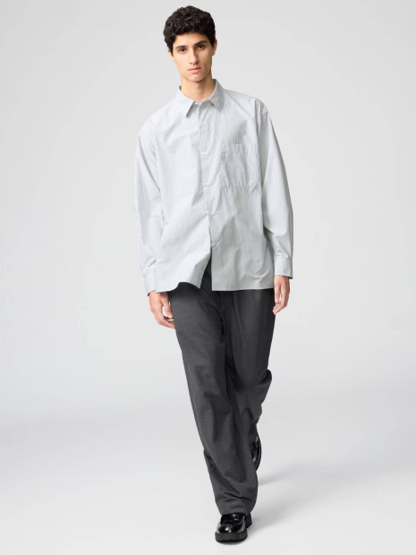 Сорочка в смужку UNIQLO оверсайз 1159857029 (Зелений L)