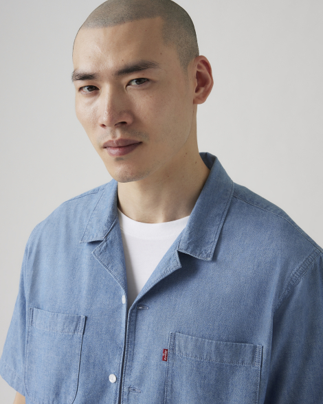 Мужская рубашка Levi's с коротким рукавом 1159857616 (Голубой S)