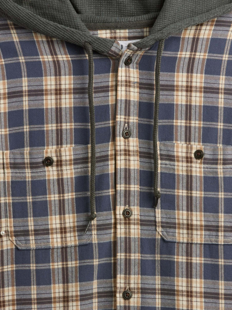 Фланелевая рубашка GAP с капюшоном 1159857628 (Синий/Коричневый L)