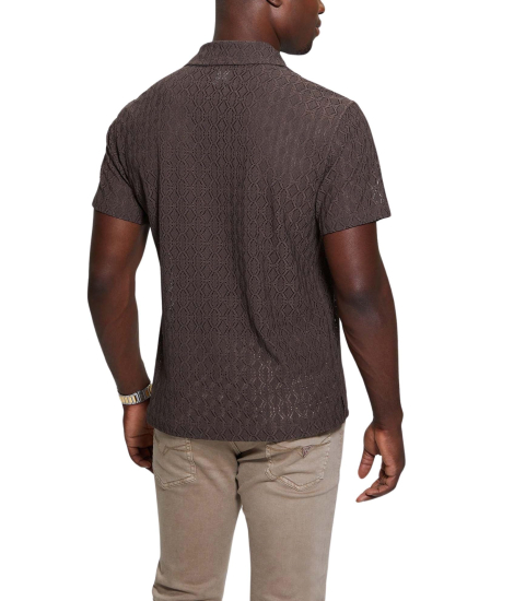 Легка чоловіча сорочка Guess з коротким рукавом 1159858482 (Коричневий L)