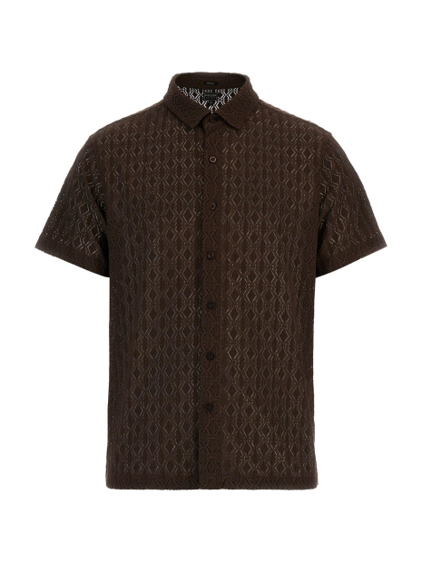 Легка чоловіча сорочка Guess з коротким рукавом 1159858482 (Коричневий L)